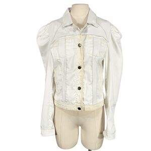 JKT NYC Ariel Twill Burnished Leather Trim Jacket Size Medium